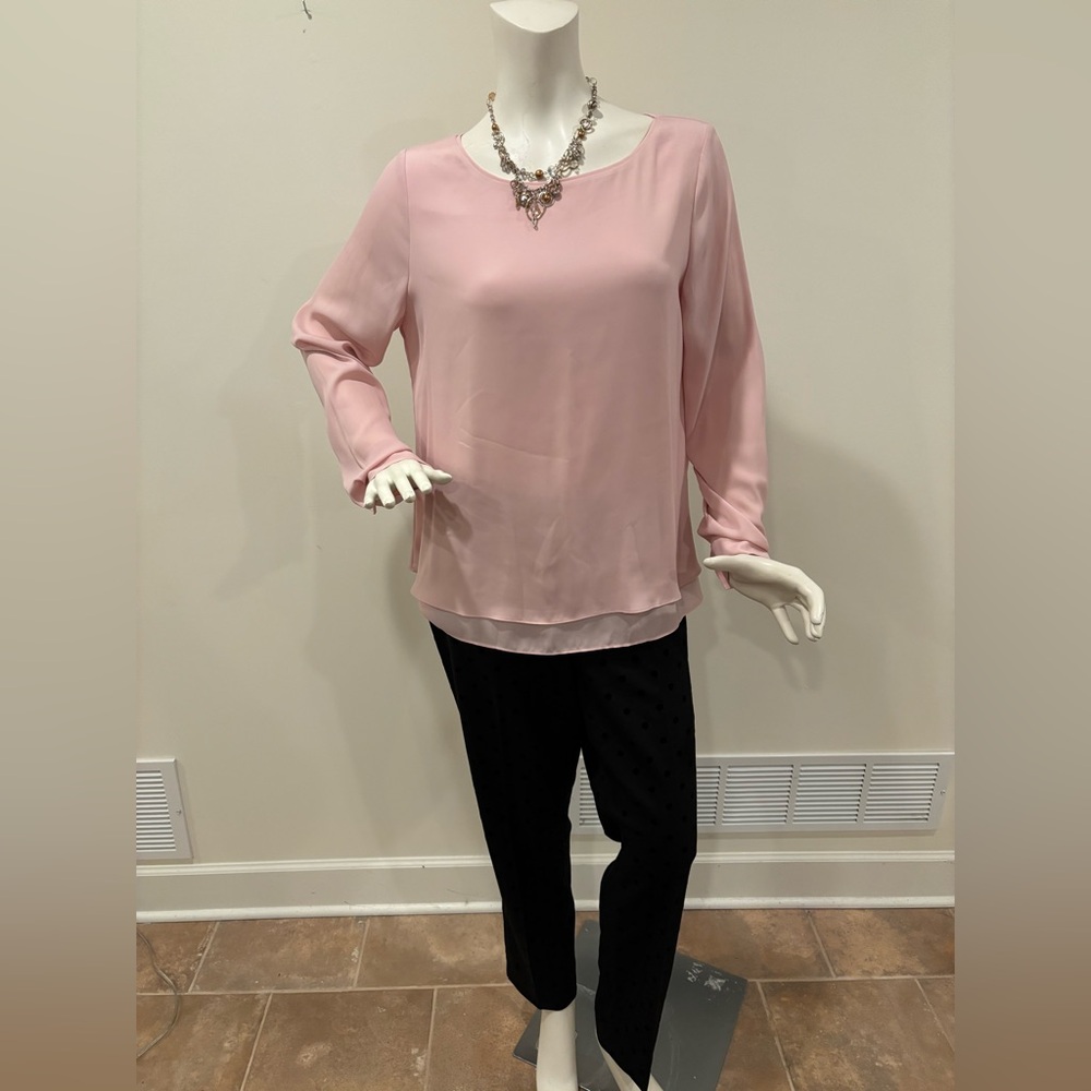 WHBM Dusty Rose Women's Split Back Blouse, size 10 - Picture 4 of 16